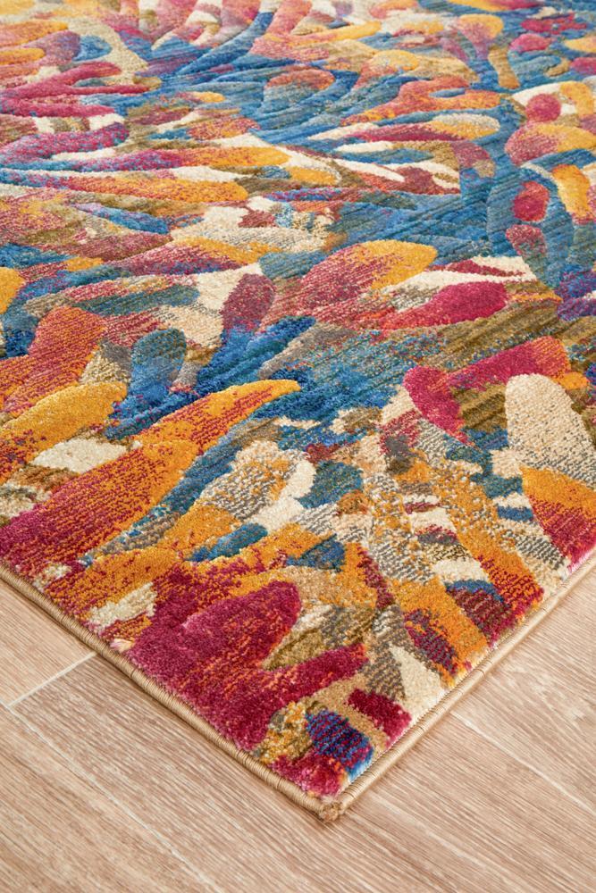 River Contemporary Tropical Multi-Colour Rug