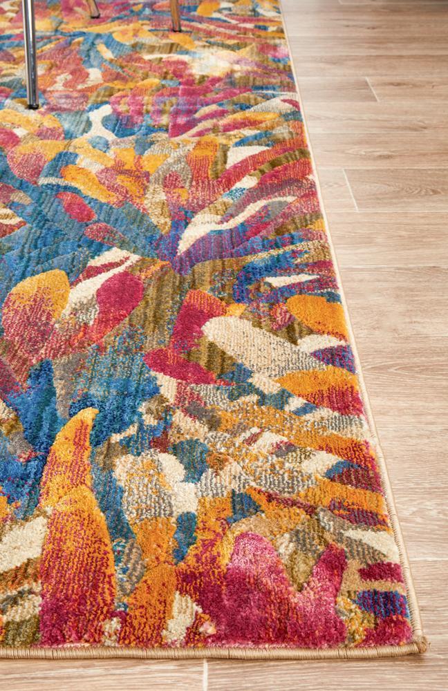 River Contemporary Tropical Multi-Colour Rug