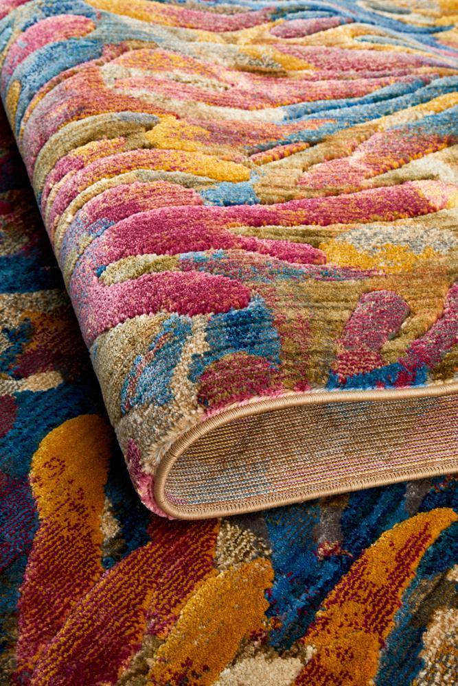 River Contemporary Tropical Multi-Colour Rug