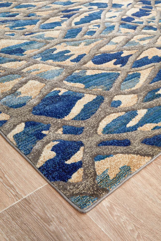 River Contemporary Blue Ropes Rug