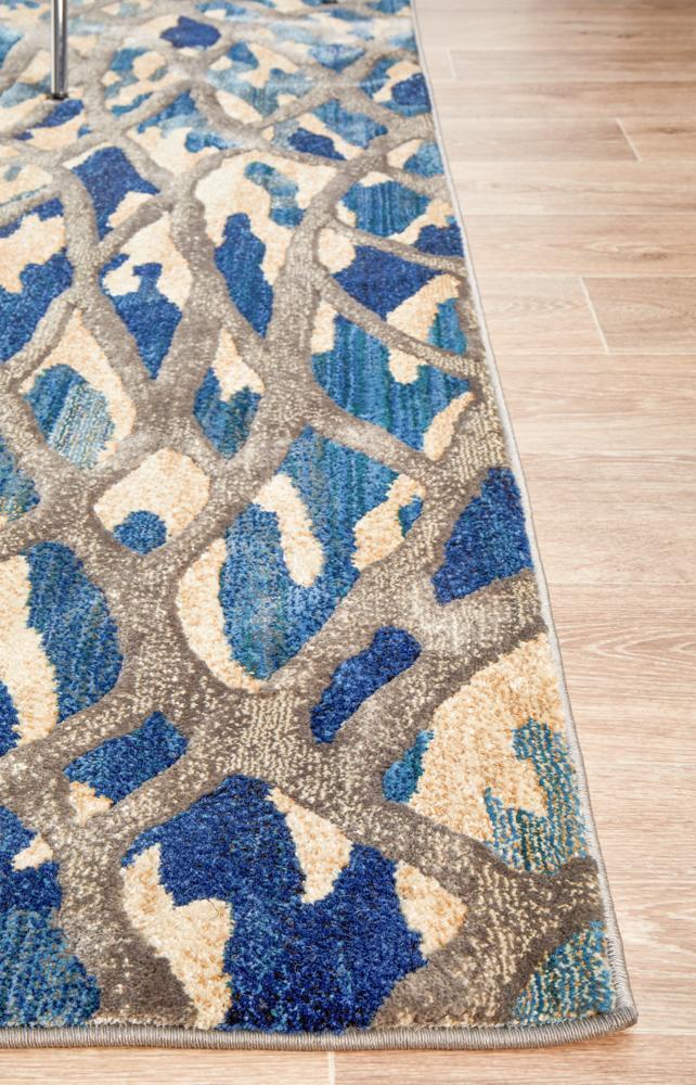 River Contemporary Blue Ropes Rug