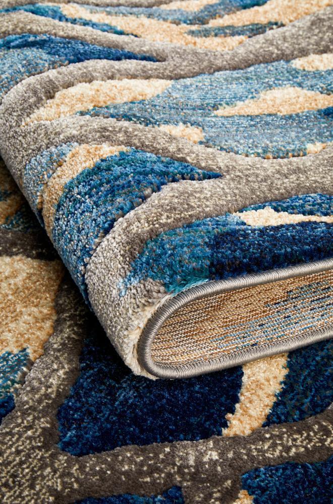 River Contemporary Blue Ropes Rug