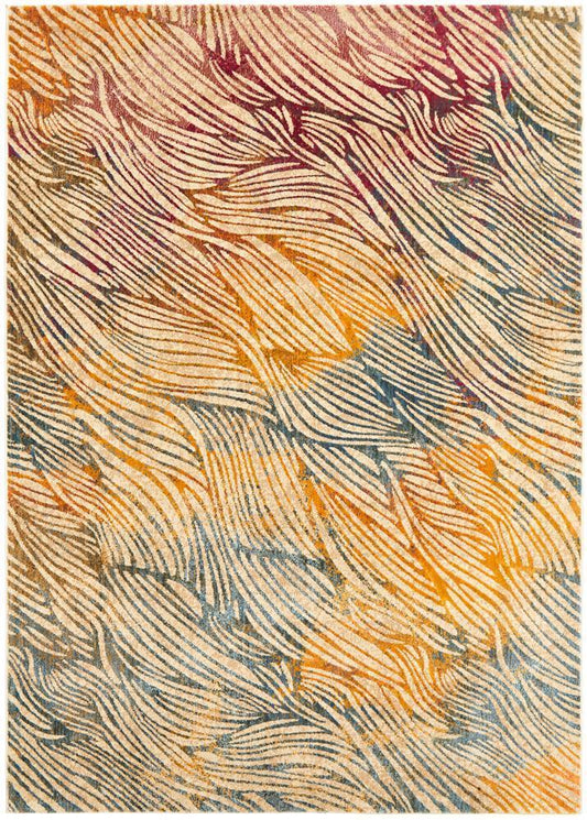 River Contemporary Dream Time Detailed Multi-Colour Rug