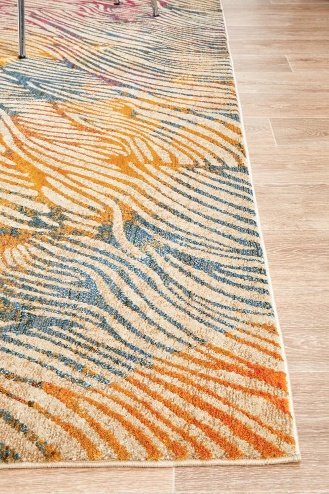 River Contemporary Dream Time Detailed Multi-Colour Rug