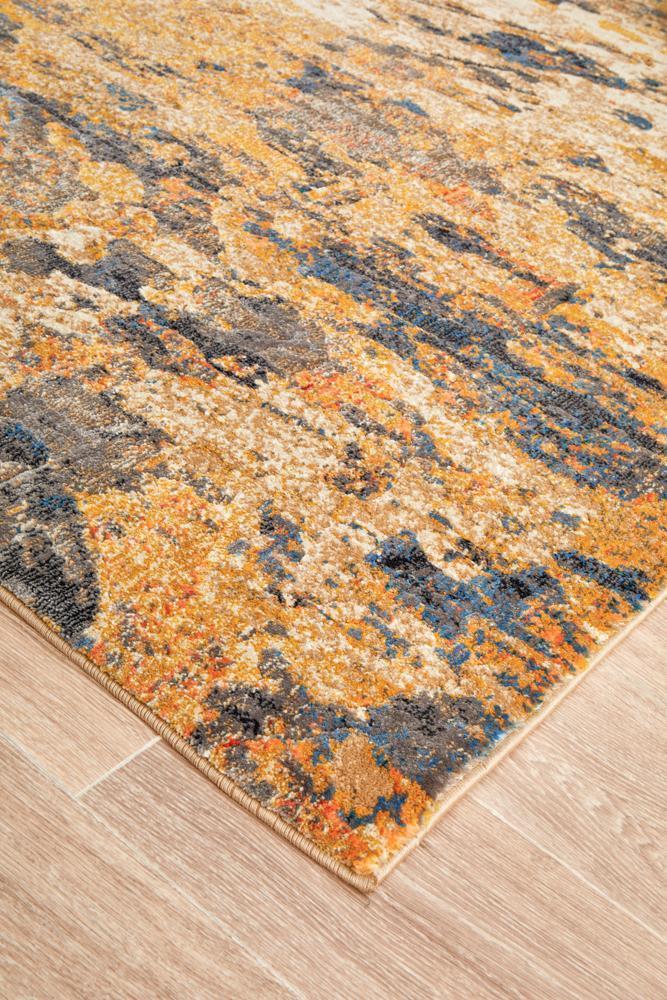 River Contemporary Rust Orange Multi-Colour Rug