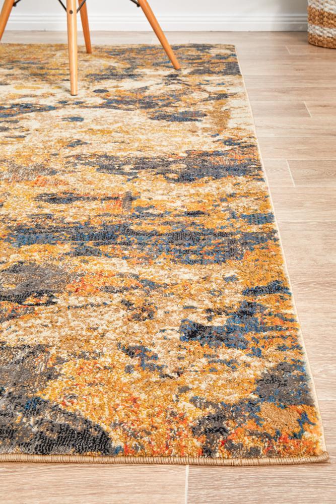 River Contemporary Rust Orange Multi-Colour Rug