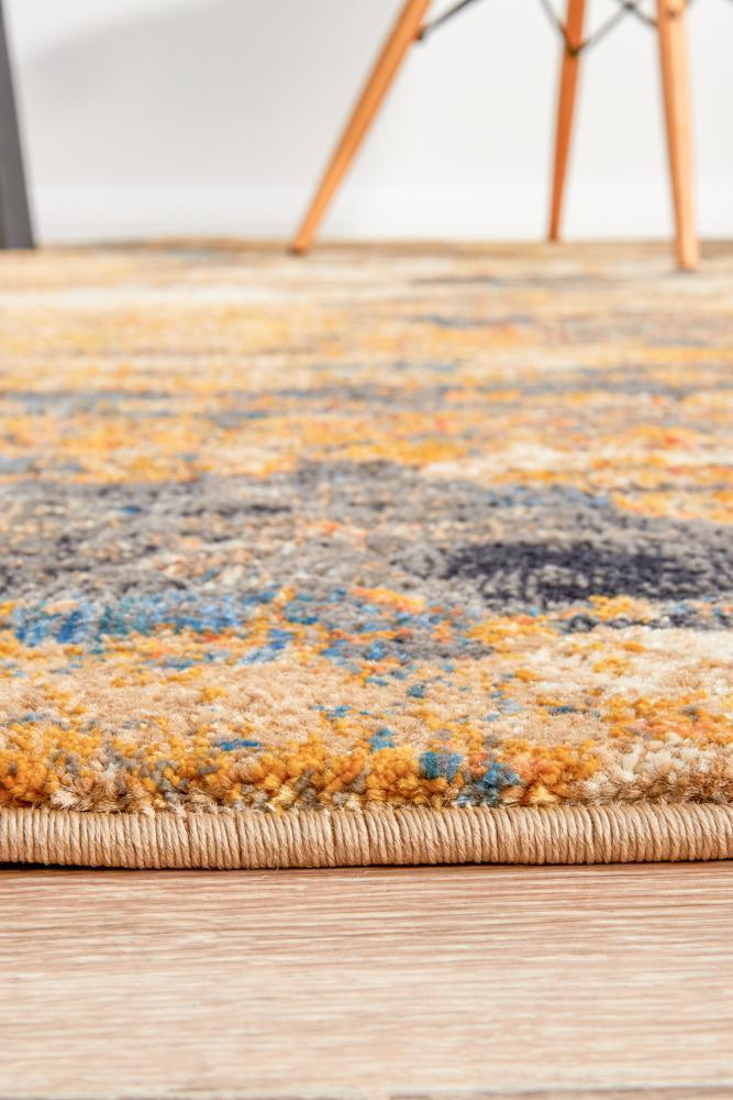 River Contemporary Rust Orange Multi-Colour Rug