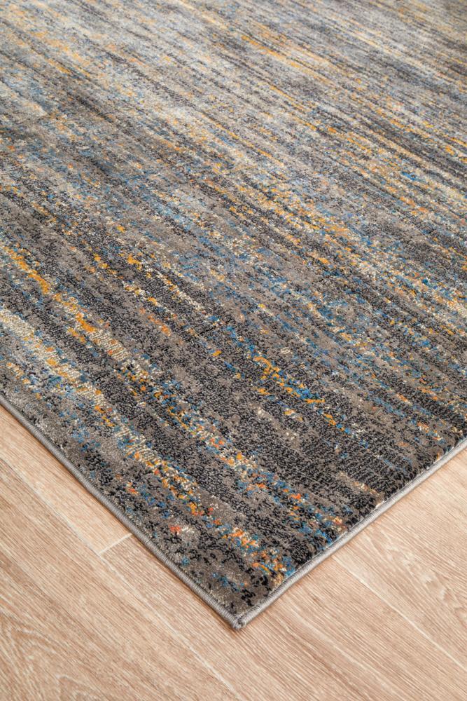 River Contemporary Slate Multi-Colour Rug