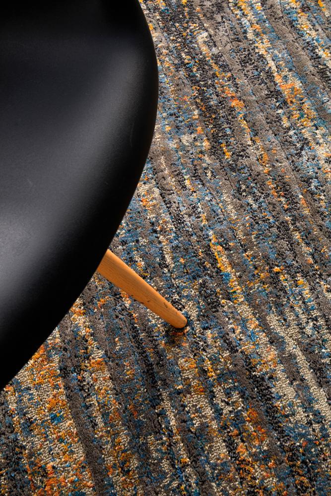 River Contemporary Slate Multi-Colour Rug