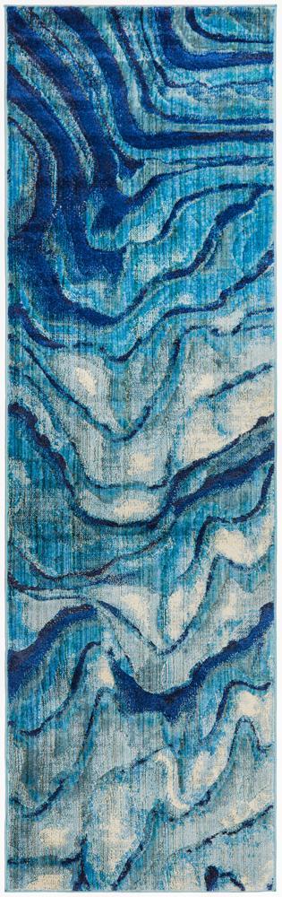 River Contemporary Indigo Waves Rug