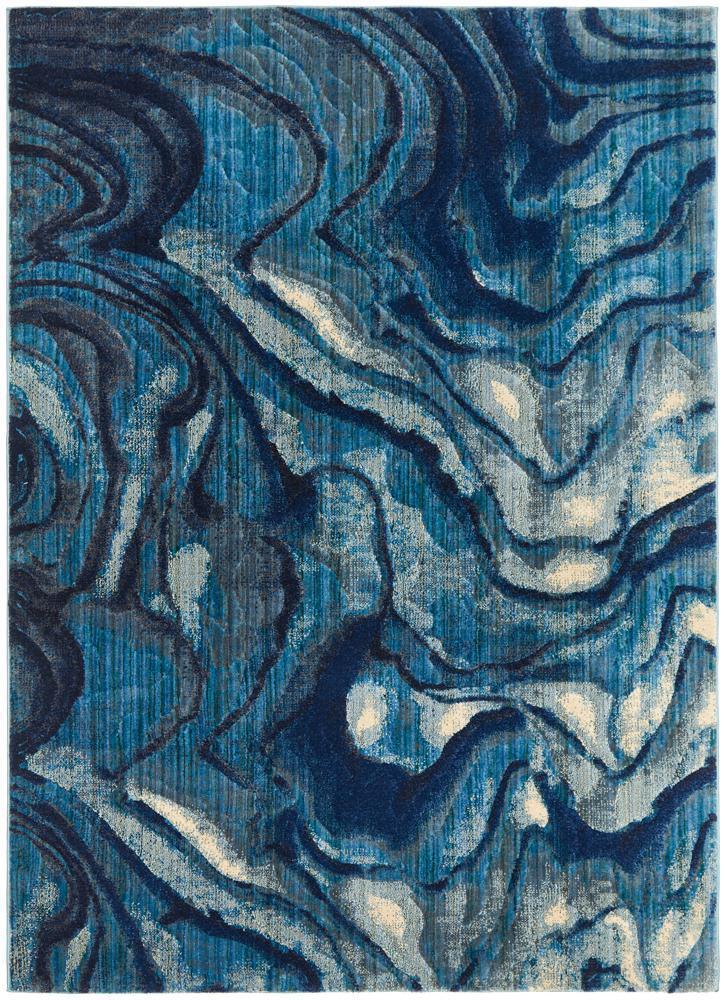 River Contemporary Indigo Waves Rug