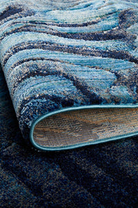 Thumbnail for River Contemporary Indigo Waves Rug
