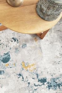 Thumbnail for Anthea Modern Abstract Grey Golden Yellow & Teal Polyester Rug
