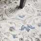 Emily Traditional Grey & Blue Floral Pattern Rug