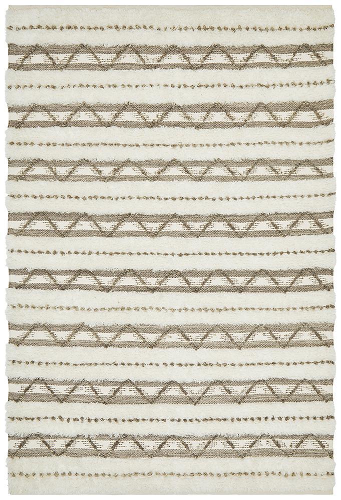 Meka Tribal Ivory & Natural Textured Hand Woven Rug