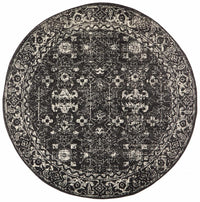Thumbnail for Chantel Transitional Charcoal Monochrome Round Rug