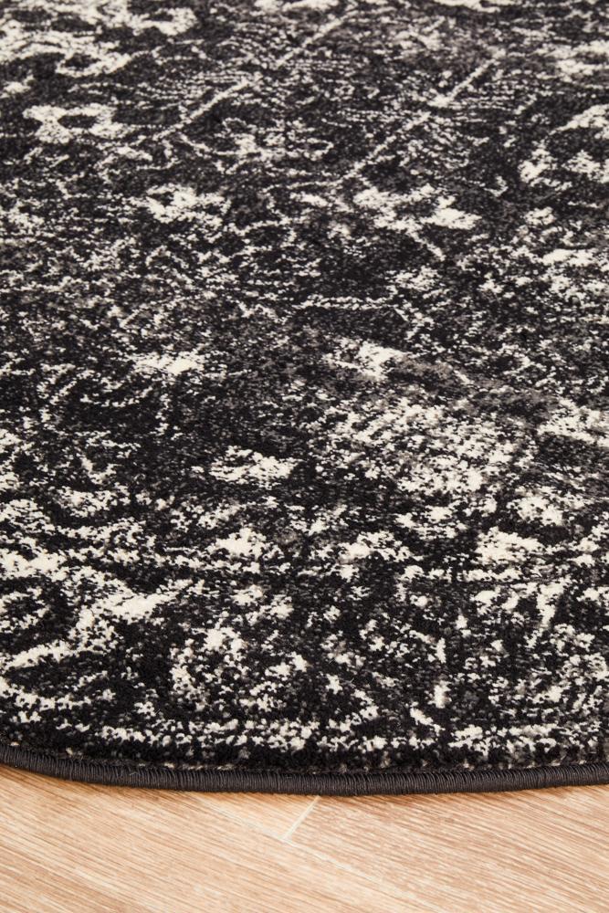 Chantel Transitional Charcoal Monochrome Round Rug