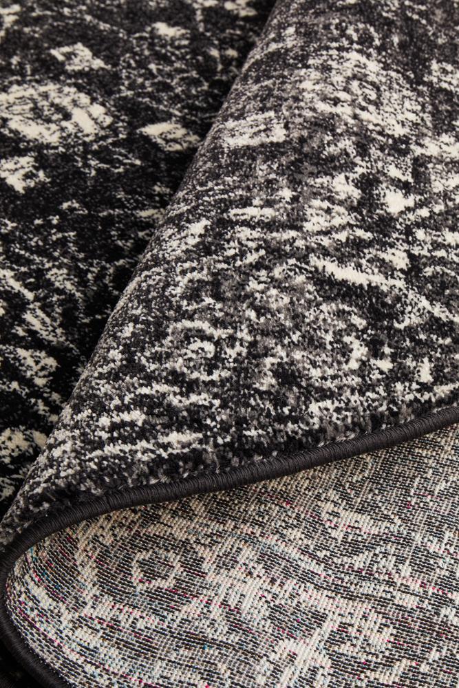 Chantel Transitional Charcoal Monochrome Round Rug