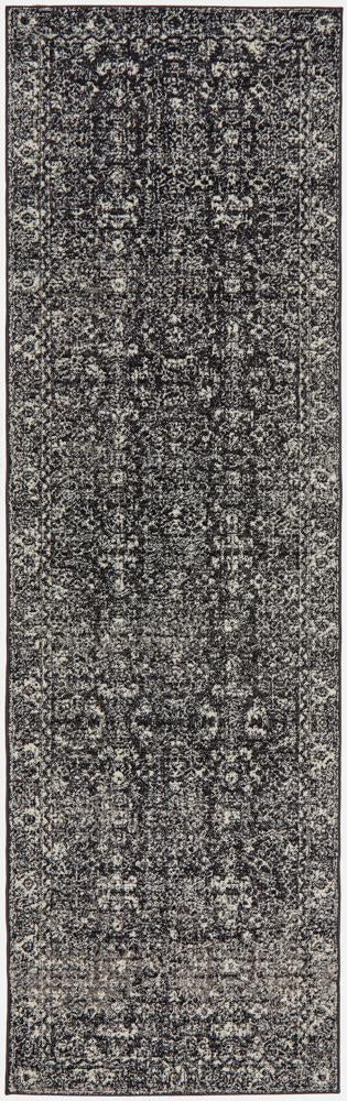 Chantel Transitional Charcoal Monochrome Rug hall runner