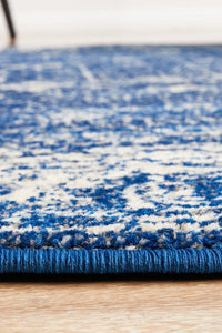 Thumbnail for Avery Transitional Navy & White Round Rug