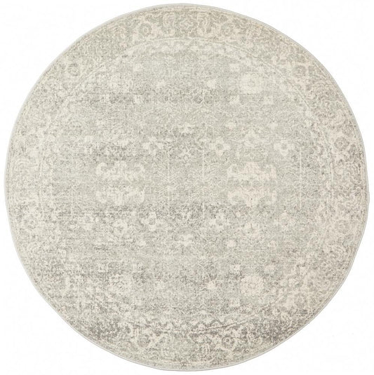 Miley Transitional Light Grey Round Rug