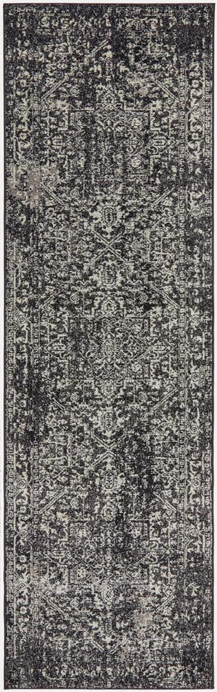 Sia Transitional Charcoal Monochrome Rug hall runner