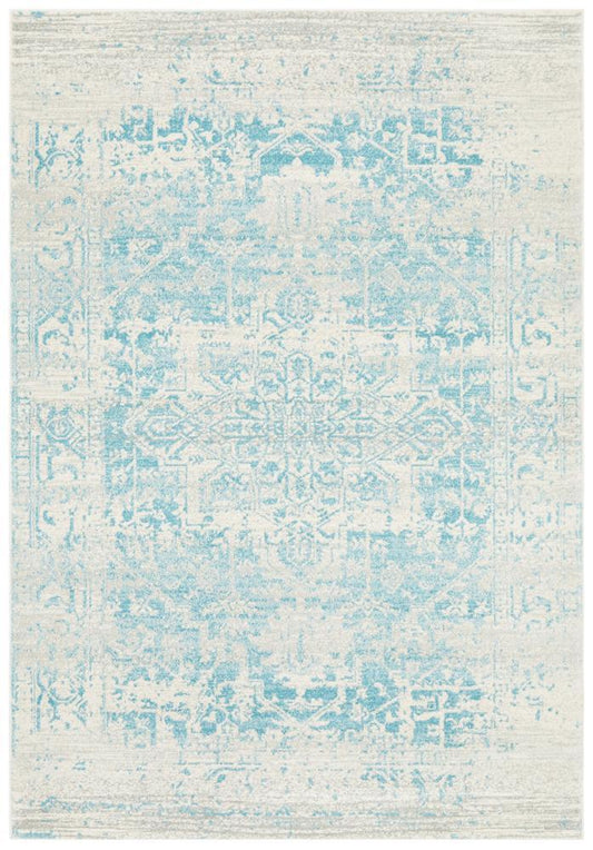 Carli Transitional Blue & White Distressed Rug