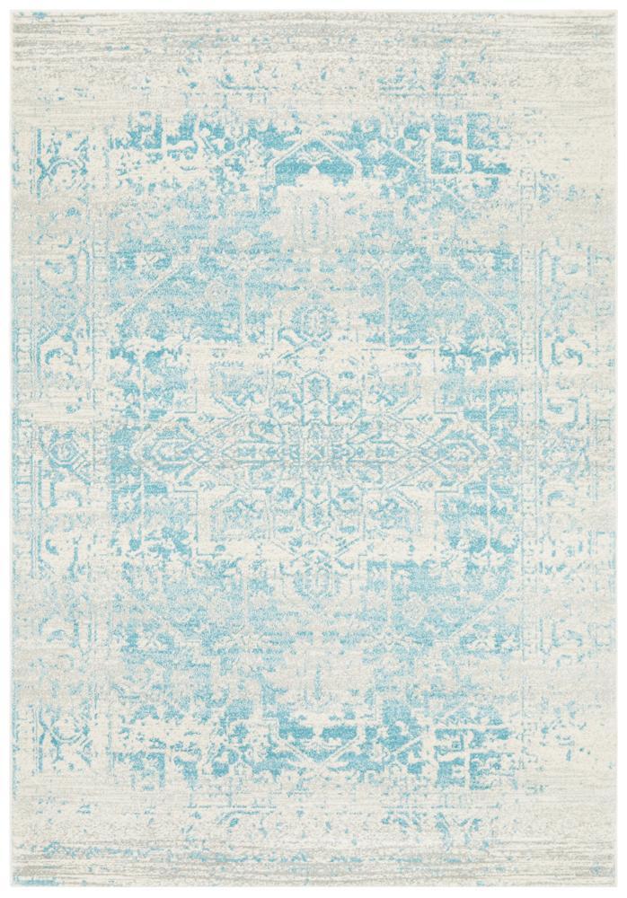 Carli Transitional Blue & White Distressed Rug