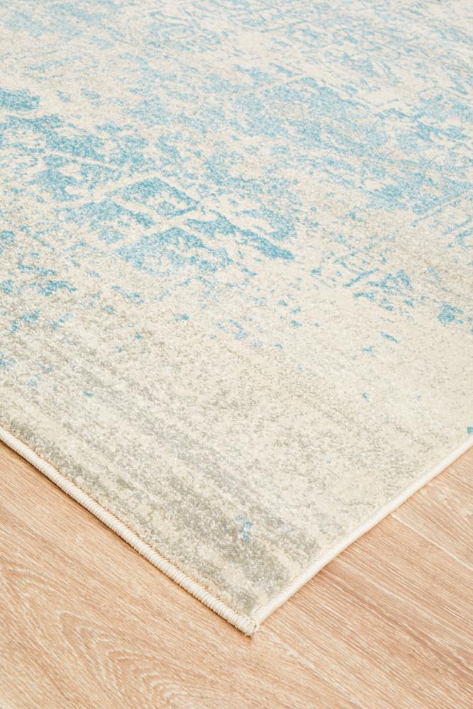 Carli Transitional Blue & White Distressed Rug