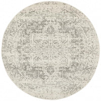 Thumbnail for Camilla Transitional Grey & White Distressed Round Rug
