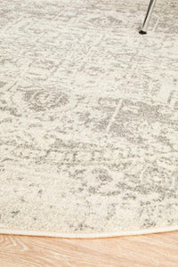Thumbnail for Camilla Transitional Grey & White Distressed Round Rug