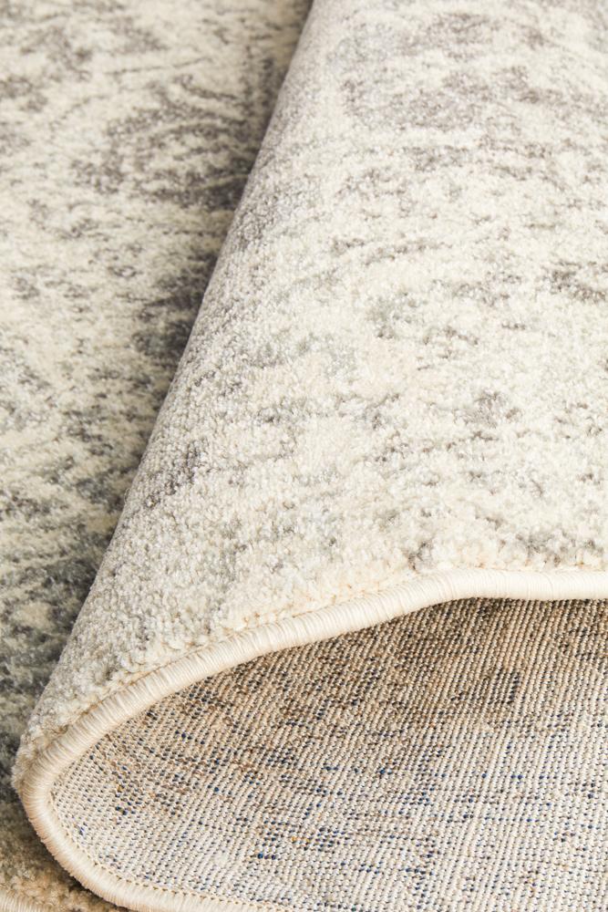 Camilla Transitional Grey & White Distressed Round Rug