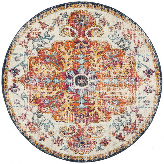 Aziza Transitional Multi-Colour Round Rug