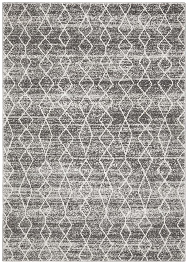 Talia Geometric Grey & White Diamond Pattern Rug