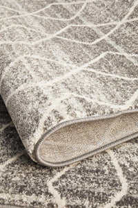 Thumbnail for Talia Geometric Grey & White Diamond Pattern Rug