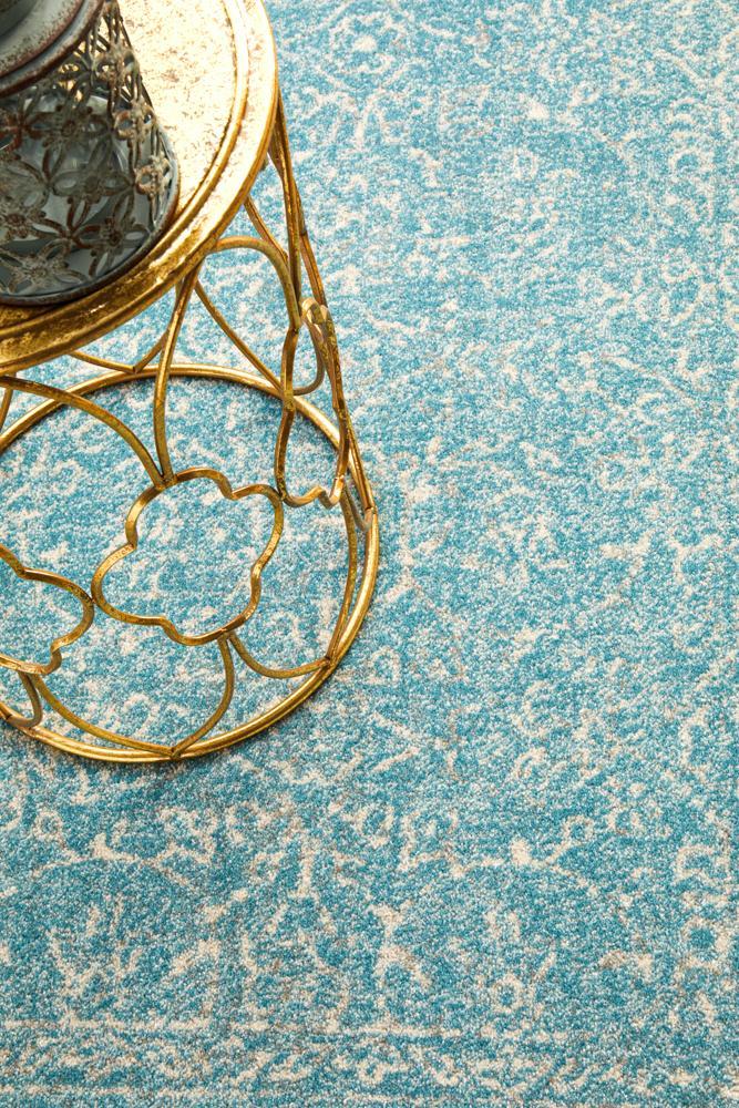 Avery Transitional Light Blue Faded Rug