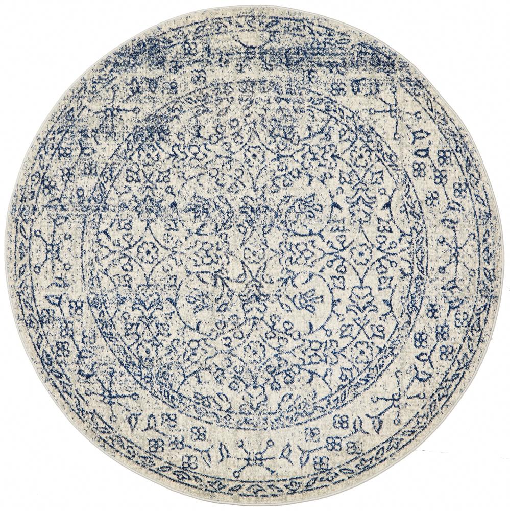 Ella Transitional Blue & White Round Rug