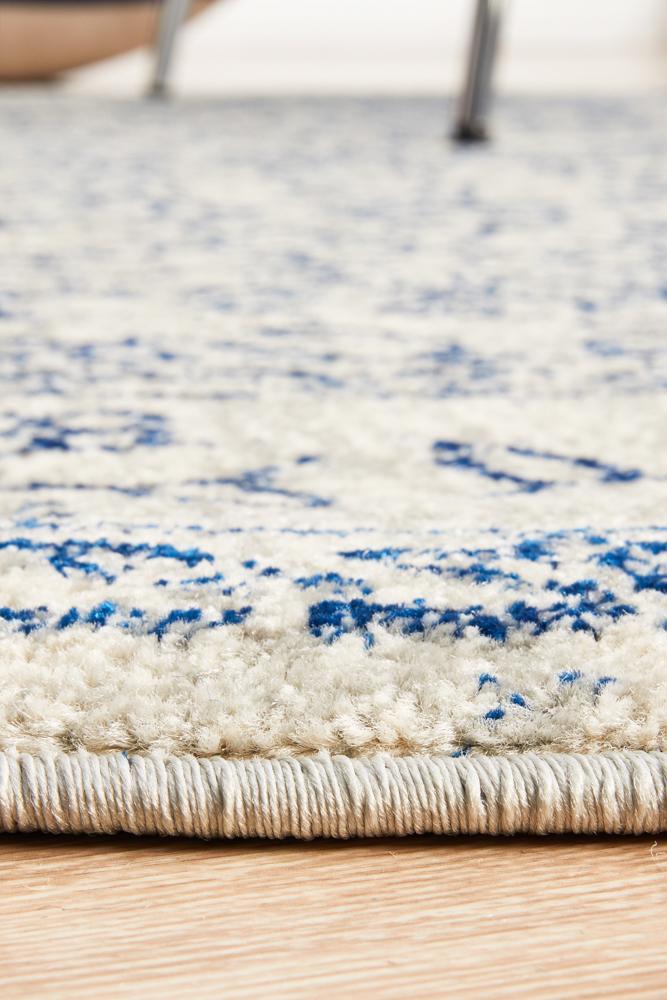 Ella Transitional Blue & White Round Rug