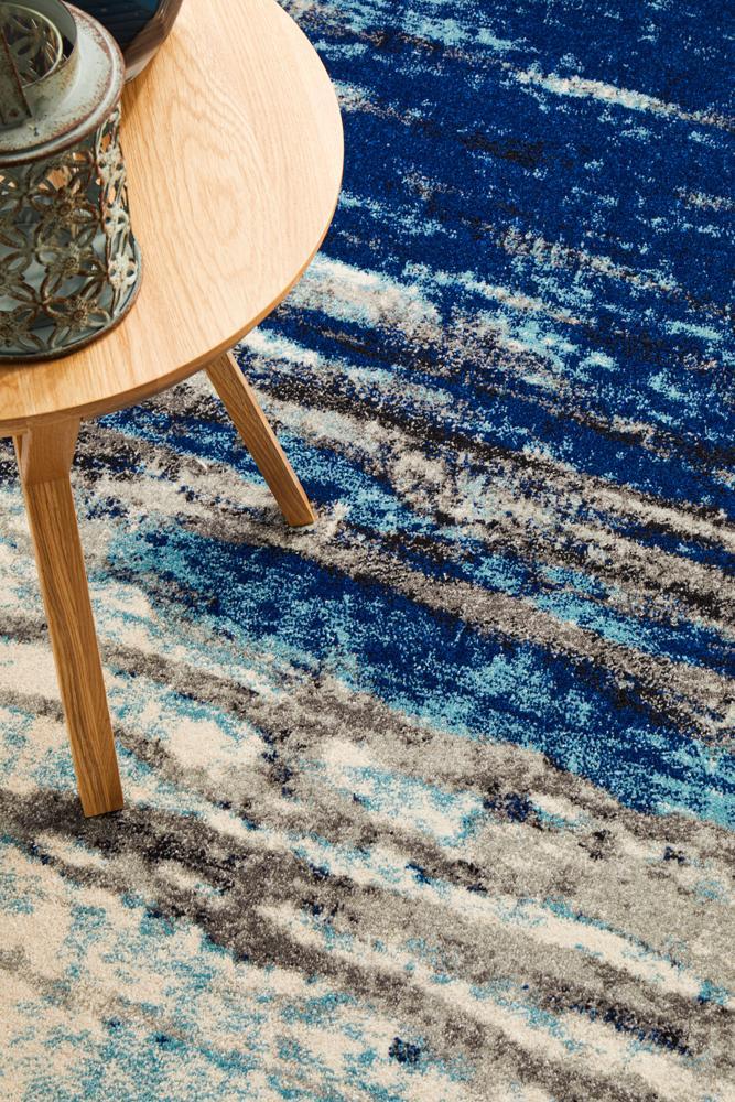 Mila Abstract Blue & Grey Transitional Rug