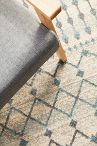 Thumbnail for Senna Tribal Grey & Blue Power Loomed Round Rug