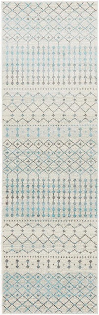 Thumbnail for Senna Tribal Grey & Blue Power Loomed Rug hall runner