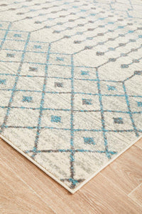 Thumbnail for Senna Tribal Grey & Blue Power Loomed Rug