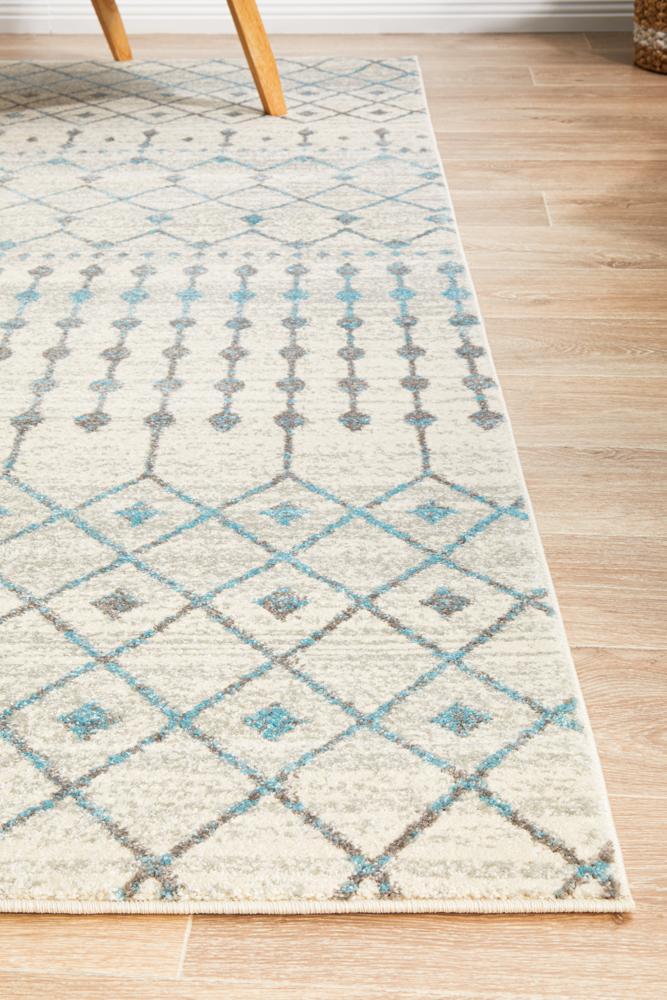 Senna Tribal Grey & Blue Power Loomed Rug