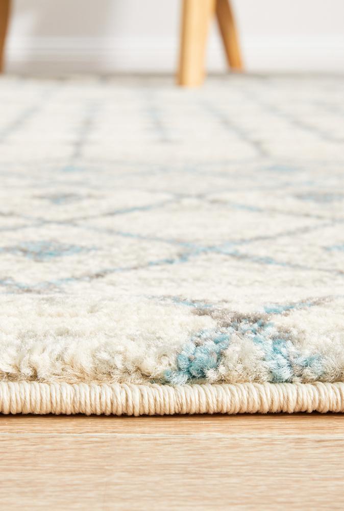 Senna Tribal Grey & Blue Power Loomed Rug