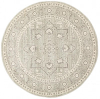 Thumbnail for Abigail Transitional Grey & White Power Loomed Round Rug