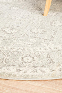 Thumbnail for Abigail Transitional Grey & White Power Loomed Round Rug