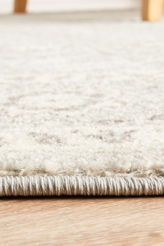 Abigail Transitional Grey & White Power Loomed Round Rug
