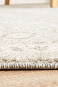 Thumbnail for Abigail Transitional Grey & White Power Loomed Round Rug