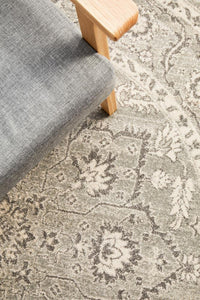 Thumbnail for Abigail Transitional Grey & White Power Loomed Round Rug