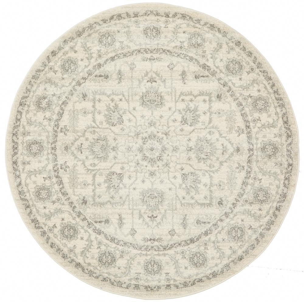 Elsa White Transitional Round Rug